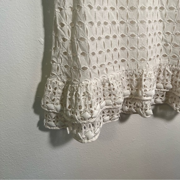 Maeve Anthropologie Monika Beaded Eyelet Sleeveless Peplum Blouse White XS - Picture 6 of 13